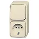 Busch-Jaeger 2601/6/2300 EAP500 combinatie wisselschakelaar/wandcontactdoos met randaarde opbouw AP plus creme