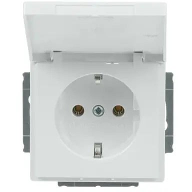 Busch-Jaeger 20 EUK-84 wandcontactdoos randaarde met klapdeksel Future Linear studiowit glans