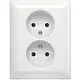 Busch-Jaeger 202 UJRB-914 wandcontactdoos 2-voudig zonder randaarde kindveilig voor enkele inbouwdoos Balance SI wit glans