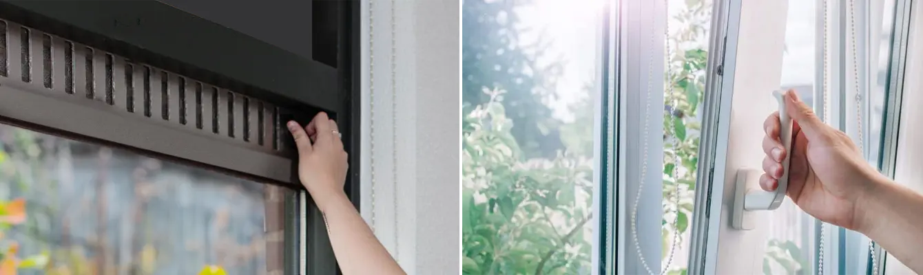 Ventileren door ramen te openen of het ventilatierooster open te zetten