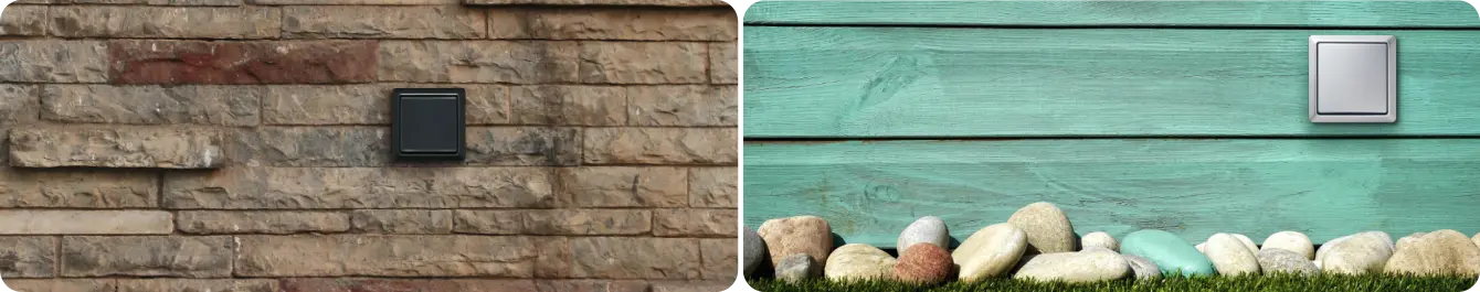 Busch-Jaeger Allweather 44 IP44 spatwaterdicht inbouw schakelmateriaal in sfeerbeelden