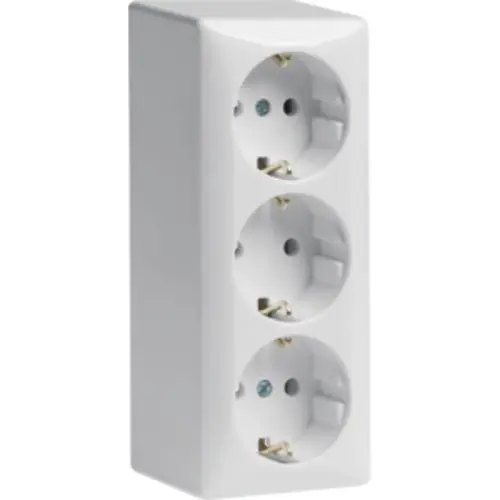 Berker 404049 opbouw wandcontactdoos 3-voudig randaarde schroefklemmen wit