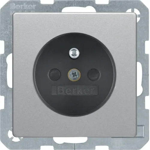Berker 6768766084 wandcontactdoos penaarde kindveilig Q1/Q3/Q7 aluminium