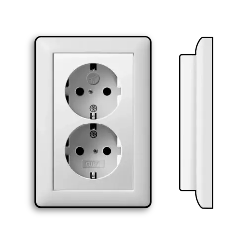 Gira 273127 wandcontactdoos 2-voudig randaarde verhoogde aanraakbeveiliging voor enkele inbouwdoos Systeem 55 wit mat