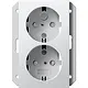 Gira 273103 wandcontactdoos 2-voudig randaarde verhoogde aanraakbeveiliging voor enkele inbouwdoos Systeem 55 wit glans