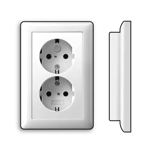 Gira 273103 wandcontactdoos 2-voudig randaarde verhoogde aanraakbeveiliging voor enkele inbouwdoos Systeem 55 wit glans