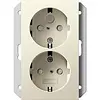 Gira 273101 wandcontactdoos 2-voudig randaarde verhoogde aanraakbeveiliging voor enkele inbouwdoos Systeem 55 creme glans