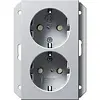 Gira 273126 wandcontactdoos 2-voudig randaarde verhoogde aanraakbeveiliging voor enkele inbouwdoos Systeem 55 aluminium mat