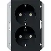Gira 2731005 wandcontactdoos 2-voudig randaarde verhoogde aanraakbeveiliging voor enkele inbouwdoos Systeem 55 zwart mat