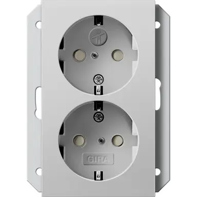 Gira 2731015 wandcontactdoos 2-voudig randaarde verhoogde aanraakbeveiliging voor enkele inbouwdoos Systeem 55 grijs mat