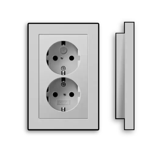 Gira 2731015 wandcontactdoos 2-voudig randaarde verhoogde aanraakbeveiliging voor enkele inbouwdoos Systeem 55 grijs mat
