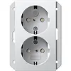 Gira 273503 wandcontactdoos 2-voudig randaarde Safety+ voor ovale 1,5 inbouwdoos Systeem 55 wit glans