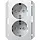 Gira 273503 wandcontactdoos 2-voudig randaarde Safety+ voor ovale 1,5 inbouwdoos Systeem 55 wit glans