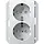 Gira 273527 wandcontactdoos 2-voudig randaarde Safety+ voor ovale 1,5 inbouwdoos Systeem 55 wit mat