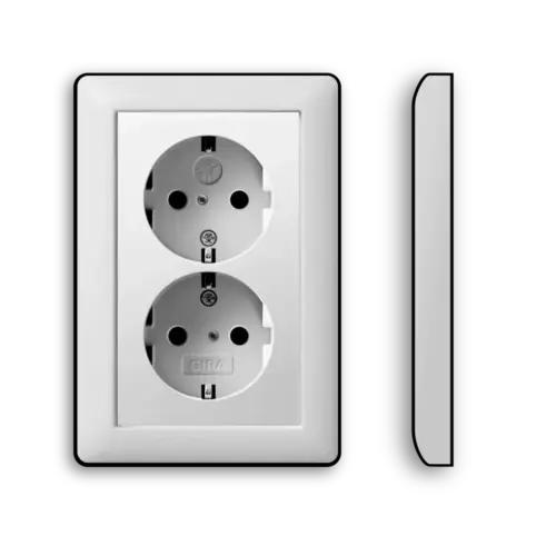 Gira 273527 wandcontactdoos 2-voudig randaarde Safety+ voor ovale 1,5 inbouwdoos Systeem 55 wit mat