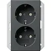 Gira 273528 wandcontactdoos 2-voudig randaarde Safety+ voor ovale 1,5 inbouwdoos Systeem 55 antraciet mat