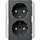 Gira 273528 wandcontactdoos 2-voudig randaarde Safety+ voor ovale 1,5 inbouwdoos Systeem 55 antraciet mat