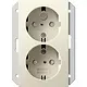 Gira 273501 wandcontactdoos 2-voudig randaarde Safety+ voor ovale 1,5 inbouwdoos Systeem 55 creme glans