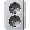 Gira 273526 wandcontactdoos 2-voudig randaarde Safety+ voor ovale 1,5 inbouwdoos Systeem 55 aluminium mat