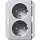 Gira 273526 wandcontactdoos 2-voudig randaarde Safety+ voor ovale 1,5 inbouwdoos Systeem 55 aluminium mat