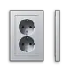 Gira 273526 wandcontactdoos 2-voudig randaarde Safety+ voor ovale 1,5 inbouwdoos Systeem 55 aluminium mat