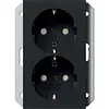 Gira 2735005 wandcontactdoos 2-voudig randaarde Safety+ voor ovale 1,5 inbouwdoos Systeem 55 zwart mat