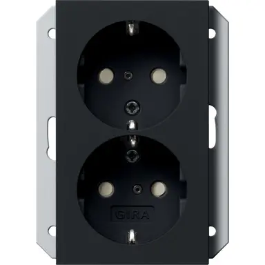 Gira 2735005 wandcontactdoos 2-voudig randaarde Safety+ voor ovale 1,5 inbouwdoos Systeem 55 zwart mat