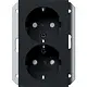 Gira 2735005 wandcontactdoos 2-voudig randaarde Safety+ voor ovale 1,5 inbouwdoos Systeem 55 zwart mat