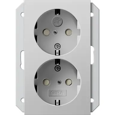 Gira 2735015 wandcontactdoos 2-voudig randaarde Safety+ voor ovale 1,5 inbouwdoos Systeem 55 grijs mat