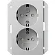Gira 2735015 wandcontactdoos 2-voudig randaarde Safety+ voor ovale 1,5 inbouwdoos Systeem 55 grijs mat