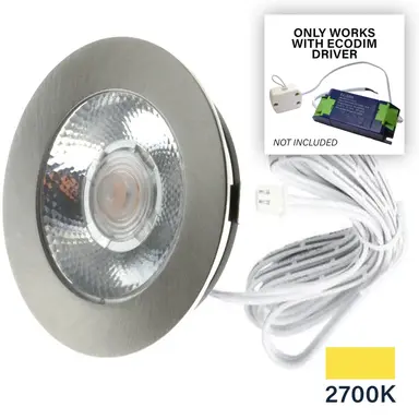 EcoDim ED-10045 LED-meubelspot 3W 240lm 2700K zaagmaat 55mm IP54 geborsteld nikkel excl. trafo
