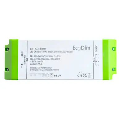 EcoDim ED-10101 LED-driver/trafo 24V DC dimbaar 0-200W