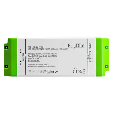 EcoDim ED-10102 LED-driver/trafo 24V DC dimbaar 0-300W