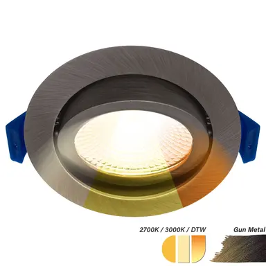EcoDim ED-10104 LED-inbouwspot IP54 dimbaar 75mm rond 23mm inbouwdiepte 2700K/3000K/dim-to-warm gun-metal