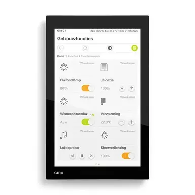 Gira 207305 G1 XS multifunctioneel bedieningspaneel zonder WLAN glas zwart