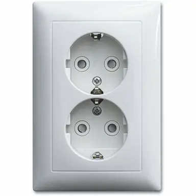 Busch-Jaeger 302EUJT-914 wandcontactdoos 2-voudig randaarde Safety+ voor ovale 1,5 inbouwdoos Balance SI wit glans