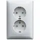 Busch-Jaeger 302EUJT-914 wandcontactdoos 2-voudig randaarde Safety+ voor ovale 1,5 inbouwdoos Balance SI wit glans