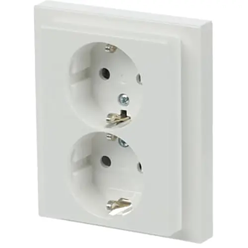 Busch-Jaeger 202 EUJRB-84 wandcontactdoos 2-voudig randaarde kindveilig voor enkele inbouwdoos Future Linear studiowit glans