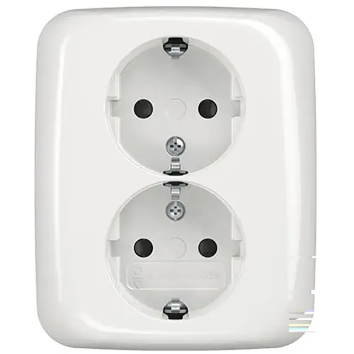 Busch-Jaeger 202 EUJB-214 wandcontactdoos 2-voudig randaarde kindveilig voor enkele inbouwdoos Reflex SI