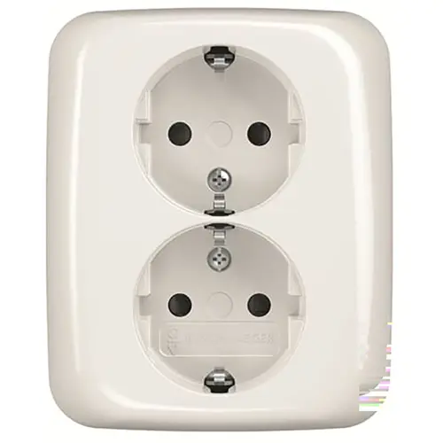 Busch-Jaeger 202 EUJRB-214 wandcontactdoos 2-voudig randaarde kindveilig voor enkele inbouwdoos Reflex SI