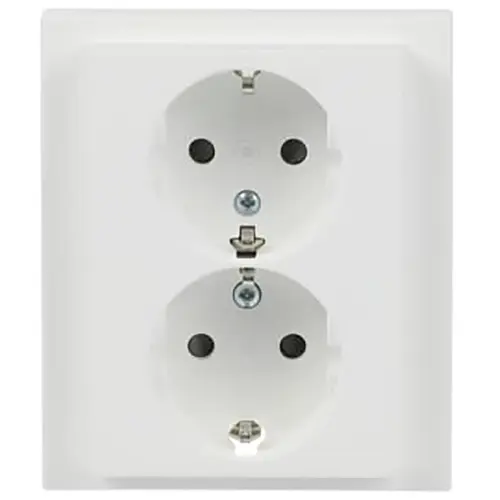 Busch-Jaeger 202 EUJRB-884 wandcontactdoos randaarde kindveilig 2-voudig voor enkele inbouwdoos Future Linear studiowit mat