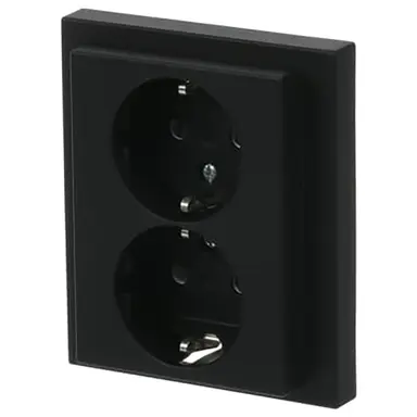 Busch-Jaeger 202 EUJRB-885 wandcontactdoos 2-voudig randaarde kindveilig voor enkele inbouwdoos Future Linear zwart mat