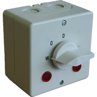 ASN WMSKU 20/2 + 3x PG16 opbouw wasmachine/droger trekschakelaar 32A 2-polig grijs