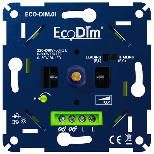 EcoDim ECO-DIM.01 universele LED dimmer 0 - 300 Watt RLC
