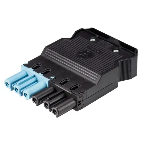 Wieland 92.969.0358.1 GST18i6 connector contrastekker female 6-polig 400V 20A IP40 halogeenvrij zwart / pastelblauw