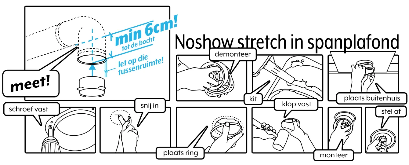 Handleiding: montage van de NoShow Stretch in een spanplafond