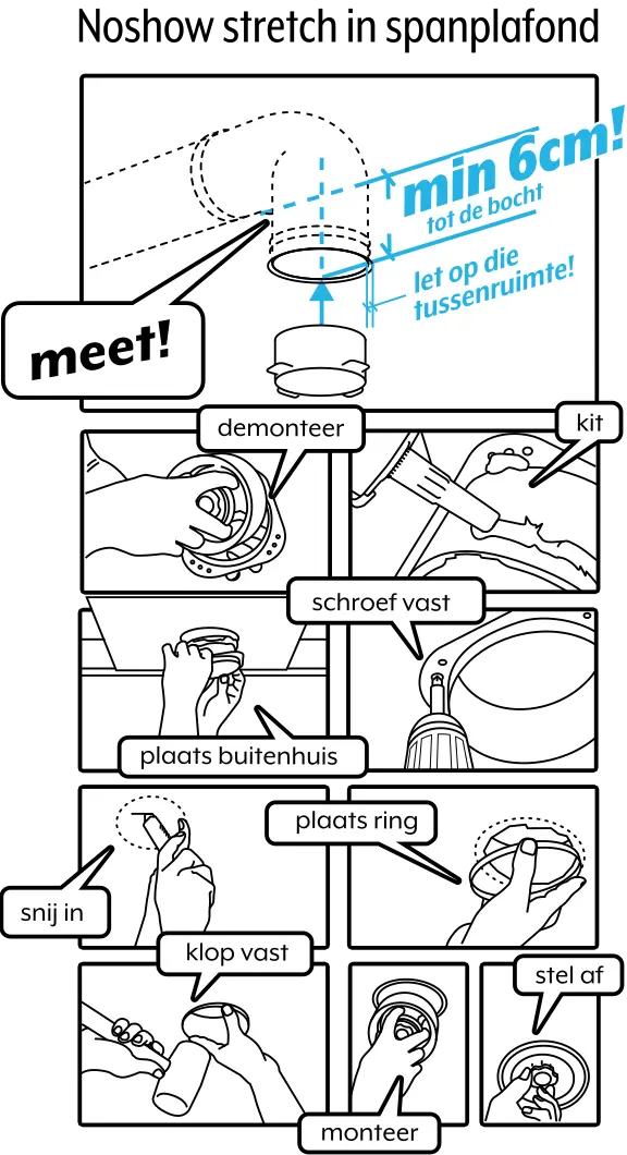 Handleiding: montage van de NoShow Stretch in een spanplafond