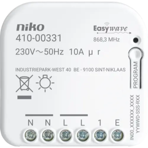Niko 410-00331 inbouw RF-ontvanger 230V 1x NO-contact