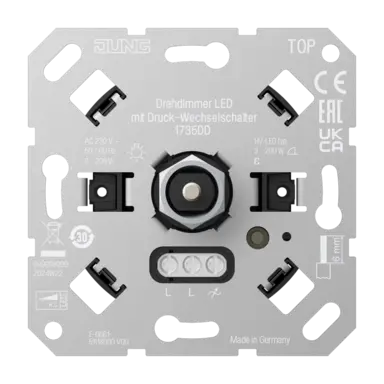 JUNG 1735 DD LED-draaidimmer met druk-wisselschakelaar 3-200 Watt