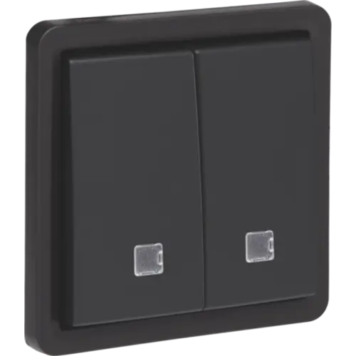 Niko 761-35100 Hydro verlichtbare pulsdrukker 2-voudig met controlevenster 2 maak- of verbreekcontacten schroefklemmen zwart